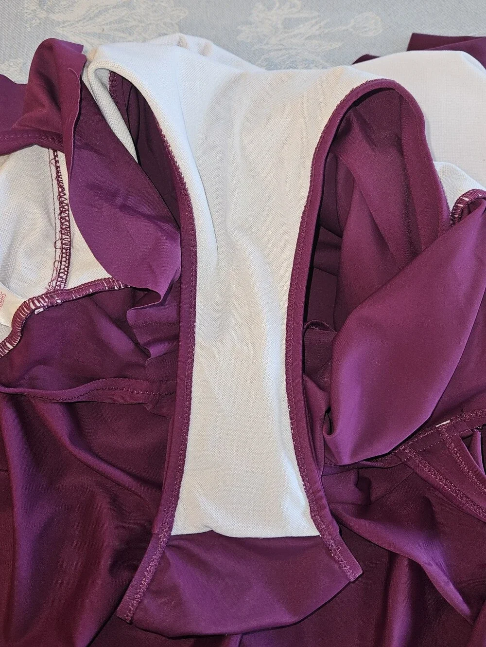 Ruffled V-Neck Shekini Swimdress in Raspberry NWT Size Large - Picture 10 of 10
